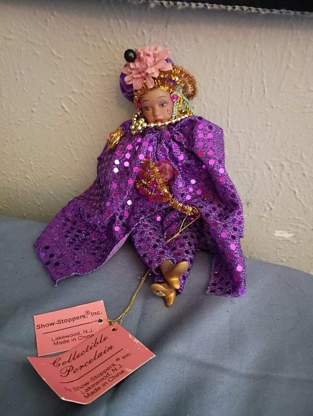 JAZZ the flamboyant  purple sequined porcelain doll